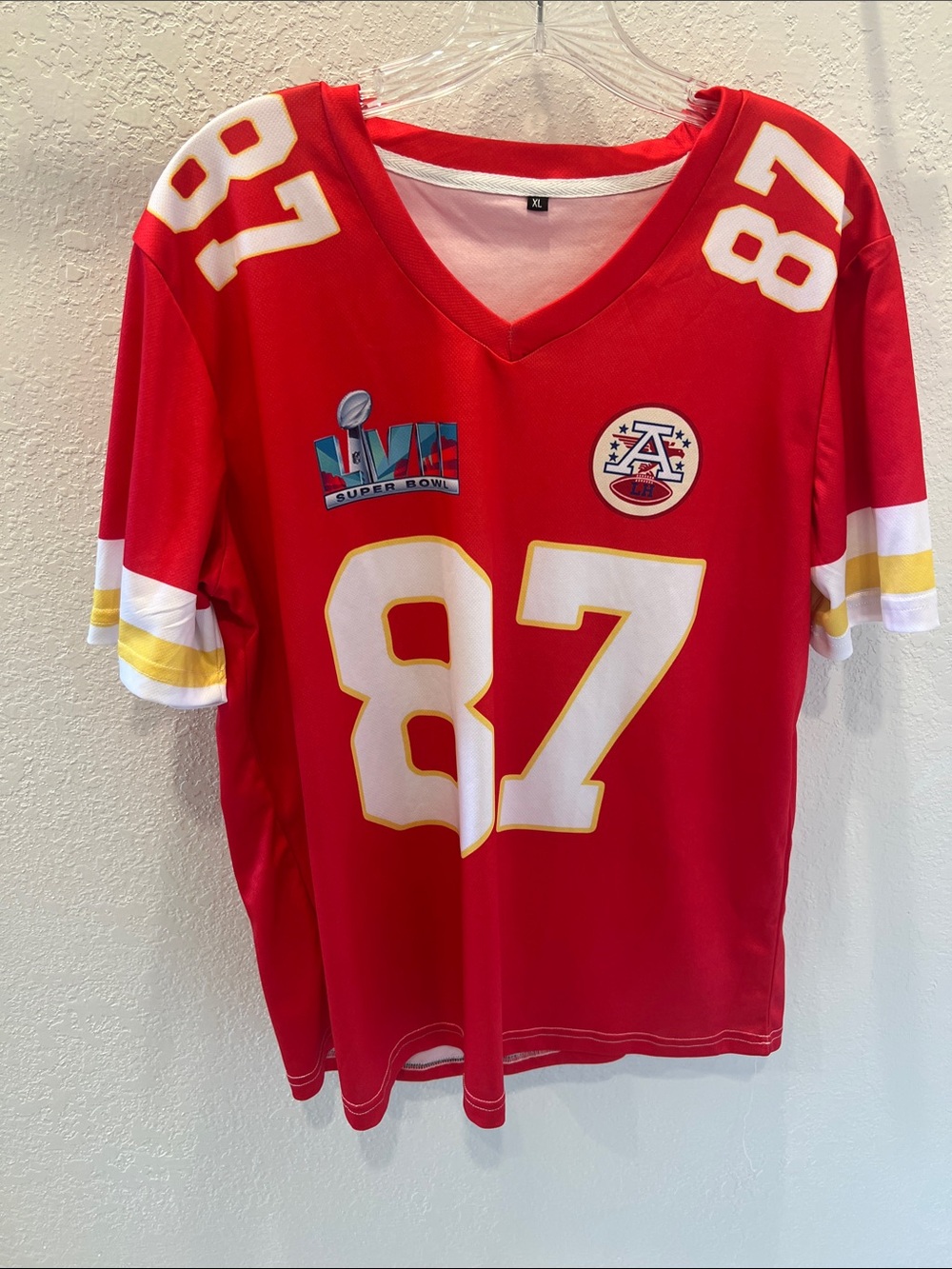 Kids Red Football Jersey Top with Number 87